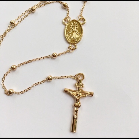 Rosary Style Gold Necklace - Picture 5 of 6